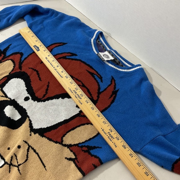 Forever 21 x WB Looney Tunes Blue Taz Pullover Sweater Size Small - Picture 3 of 9